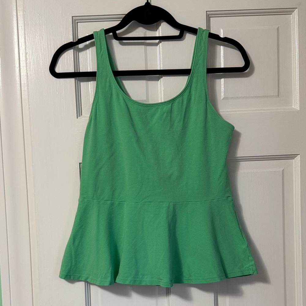 Express Vibrant Mint Green Peplum Tank Top